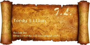 Tordy Lilian névjegykártya